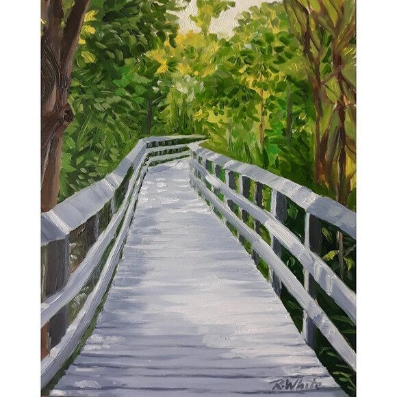“Winding Road“ Original oil painting on Cradled Wood Panel  8"w x 10"h x 1.5"d - Picture 1 of 7